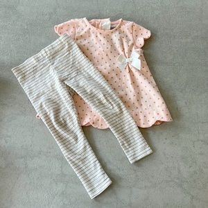 TAHARI pink and gold 12 month baby set